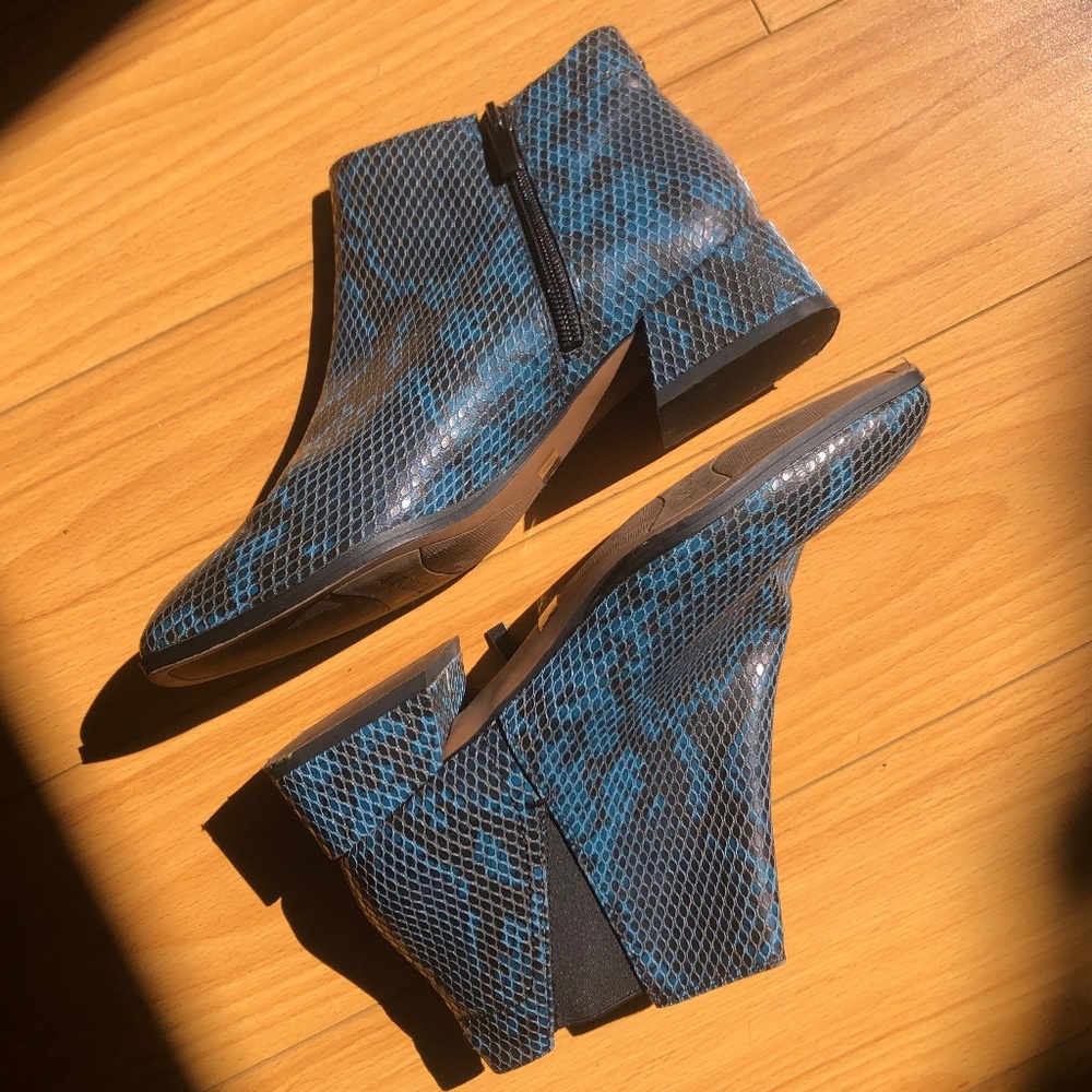 Franco Sarto Nico Bootie - Blue Faux Snakeskin ankle boots